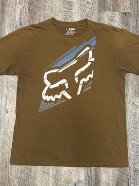 Fox Racing Men's Brown and Tan T-shirt